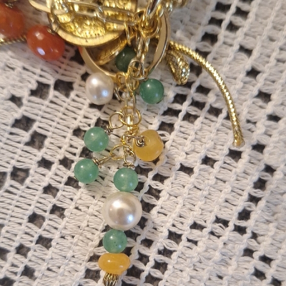 Gemstone And Gold Keychain/Handbag Charm - Picture 6 of 10